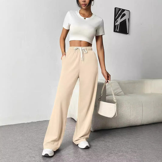 Damen Bequeme Freizeithose mit elastischem Bund und weitem Schnitt Heidi-Mode