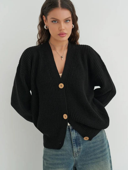 Damen lässige Strickjacke mit praktischen Knopfdetails und OHNE Einschränkung Heidi-Mode