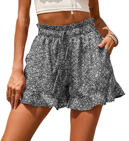 Damen florale Shorts mit elastischem Bund und lässigem Design Heidi-Mode