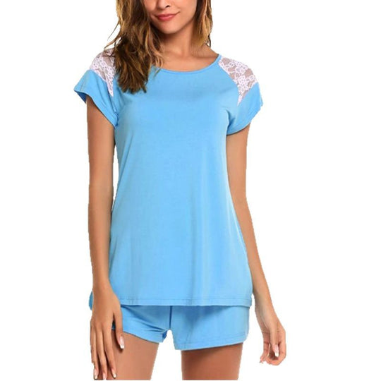 Damen Schlafanzug Set mit Spitzenakzenten Heidi-Mode