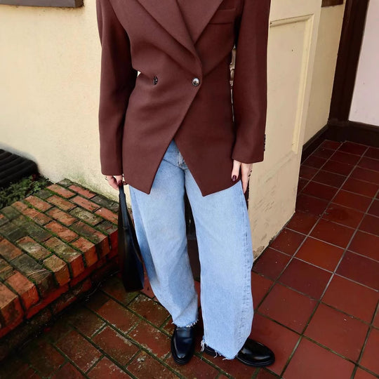Damen elegante Blazerjacke mit doppelt geknöpften Details Heidi-Mode
