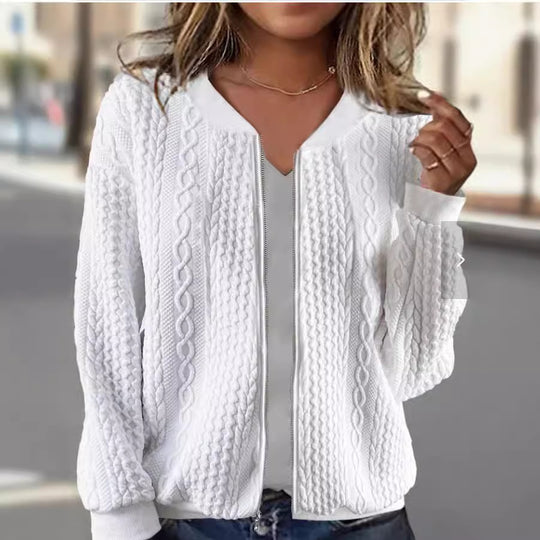 Damen Strickjacke mit modernem Kabelstrickmuster und eleganter Schnittführung Heidi-Mode