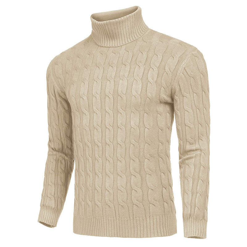 Herren modischer Rollkragenpullover mit Zopfmuster Heidi-Mode