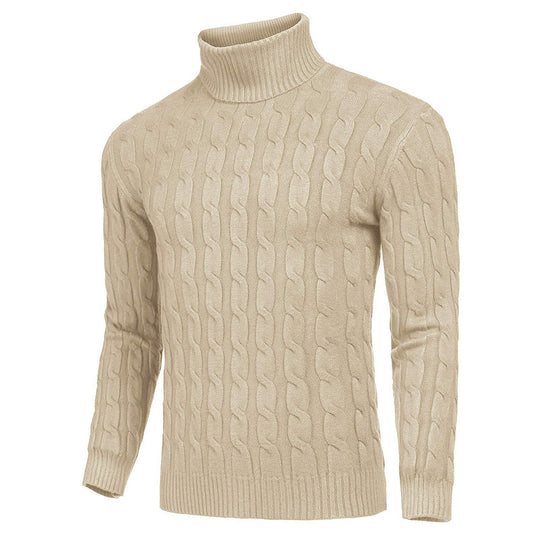 Herren modischer Rollkragenpullover mit Zopfmuster Heidi-Mode