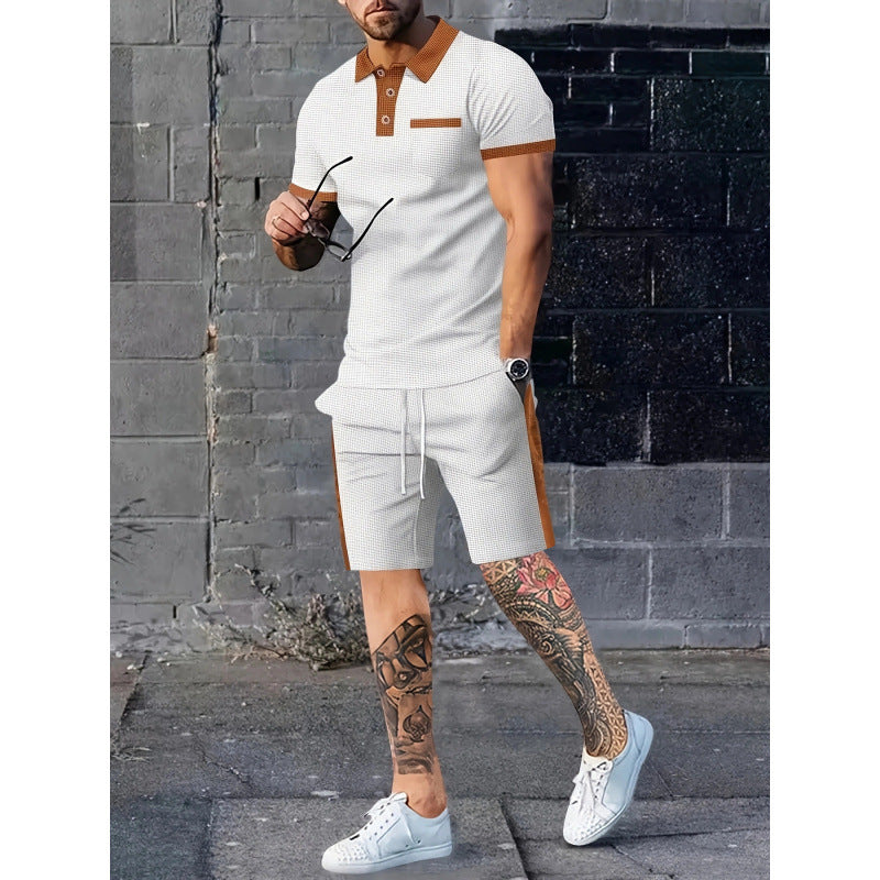 Herren Poloshirt und Shorts Set mit stylischem Kontrastdesign Heidi-Mode