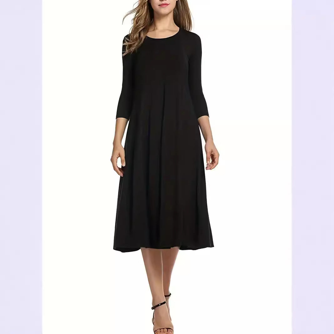 Damen Midi-Kleid mit schmeichelndem Schnitt und 3/4-Ärmeln Heidi-Mode
