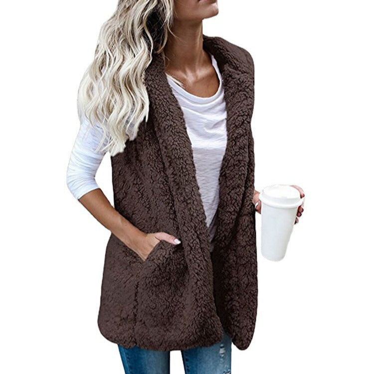 Damen Kuschelige Fleece-Weste mit ergonomischem Schnitt und großen Taschen Heidi-Mode