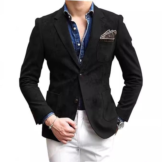 Herren eleganter Samtblazer mit modernem Schnitt und edlen Details Heidi-Mode