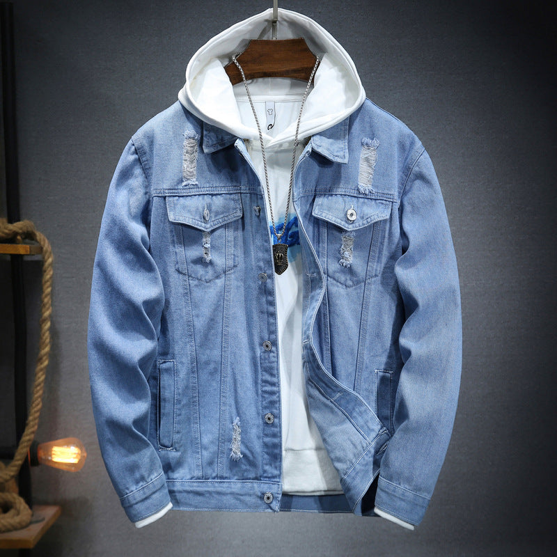 Herren lässige Jeansjacke mit bequemem Hoodie-Einsatz und modischen Details Heidi-Mode