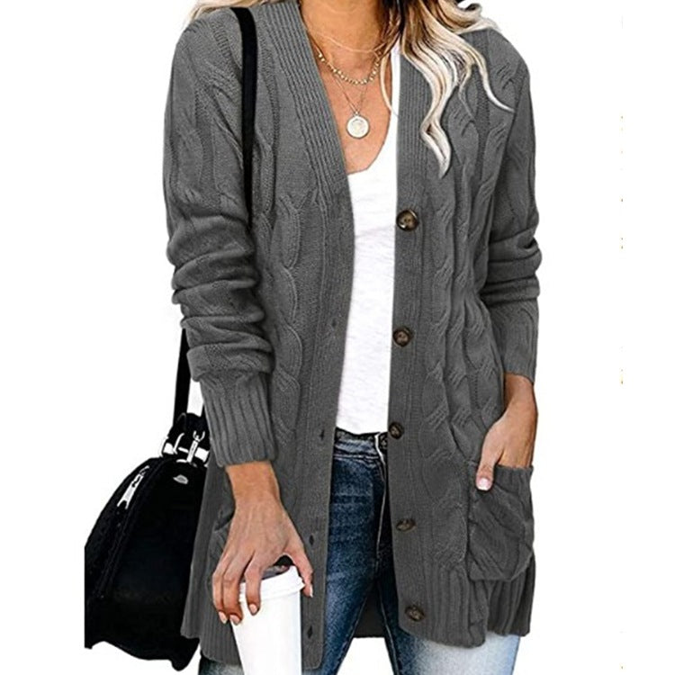 Damen Strickjacke mit Zopfdesign und praktischen Taschen Heidi-Mode