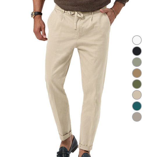 Herren entspannte Chinohose mit verstellbarem Kordelzug und seitlichen Taschen Heidi-Mode