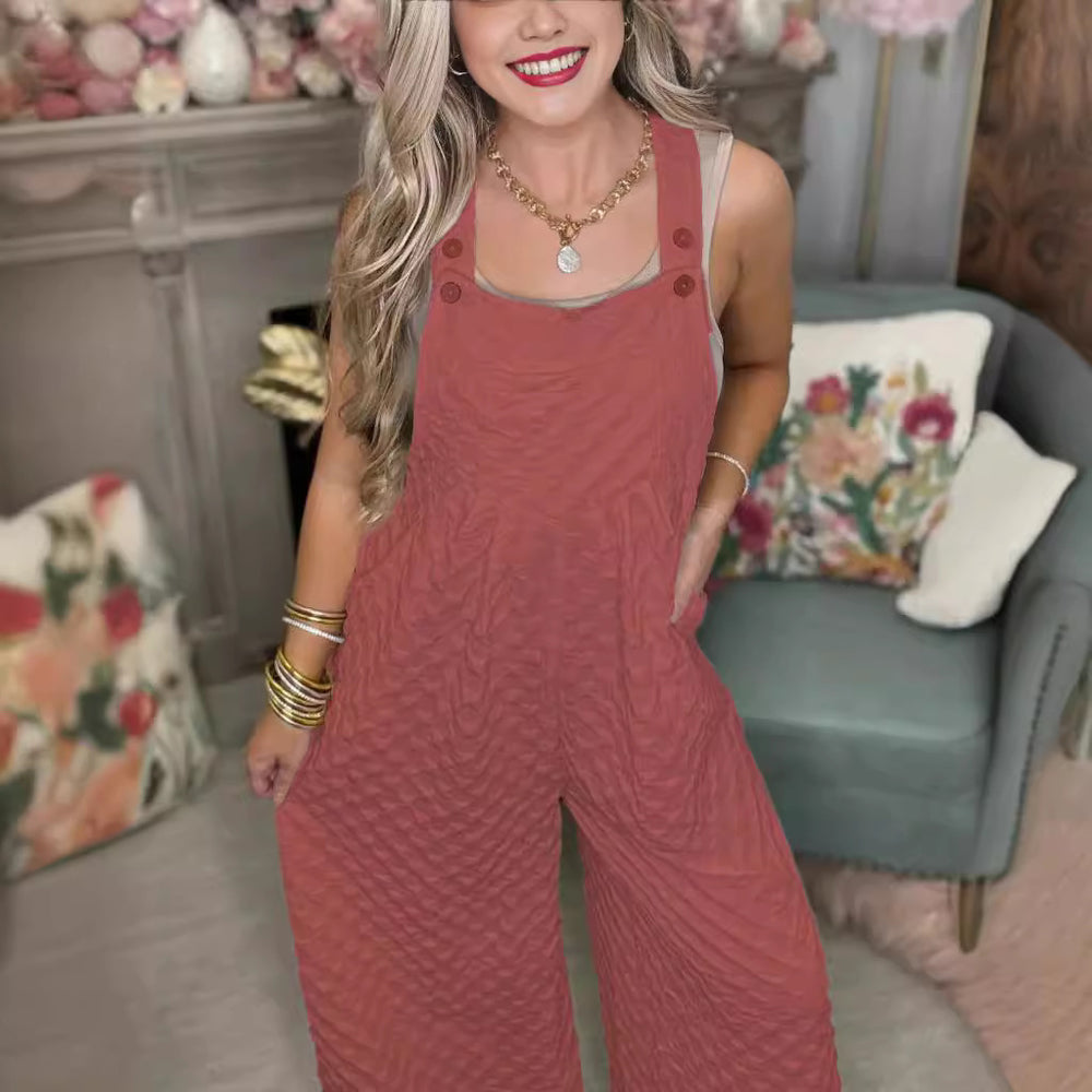 Damen weite Latzhose aus strukturiertem Material Heidi-Mode