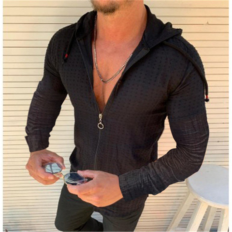 Herren Sportliche Langarmjacke mit innovativem Texturmuster und praktischem Reißverschluss Heidi-Mode