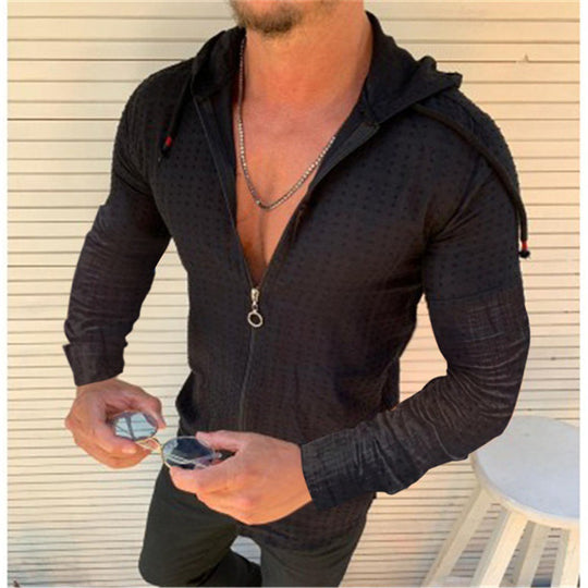 Herren Sportliche Langarmjacke mit innovativem Texturmuster und praktischem Reißverschluss Heidi-Mode