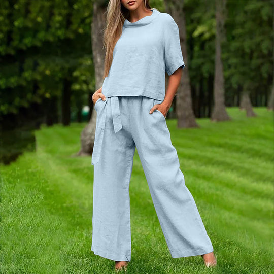 Damen lässiger Zweiteiler im minimalistischen Design Heidi-Mode
