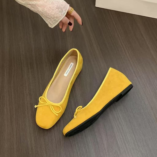 Damen Ballerinas mit zierlichem Schleifen-Detail und weichem Veloursleder Heidi-Mode