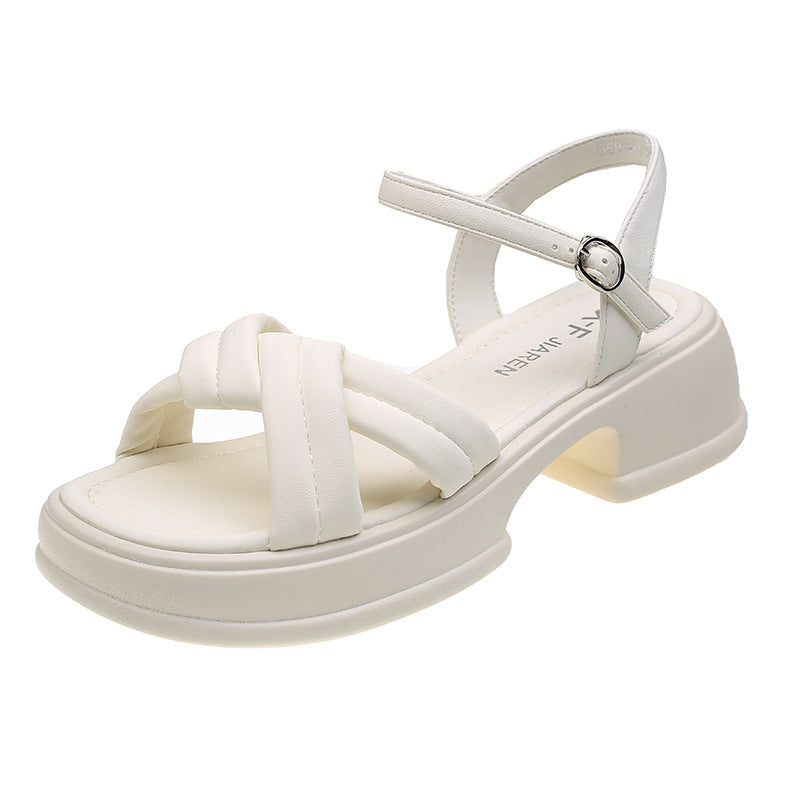 Damen Sandalen mit elegantem Kreuzriemen und komfortablem Blockabsatz Heidi-Mode