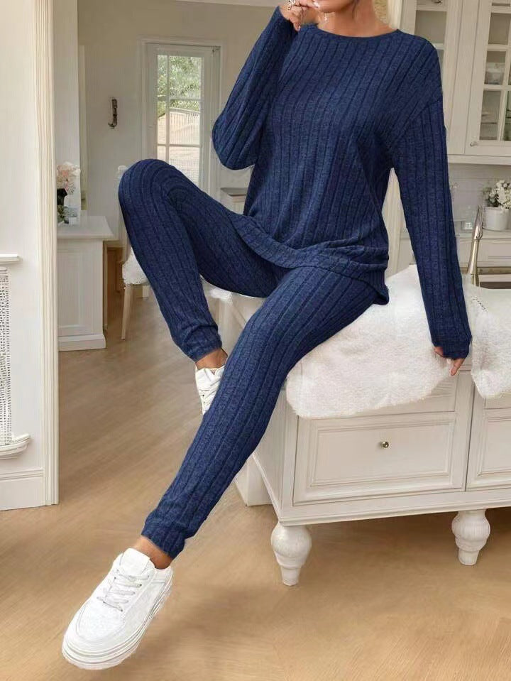Damen Loungewear-Set mit geripptem Design und weitem Schnitt Heidi-Mode