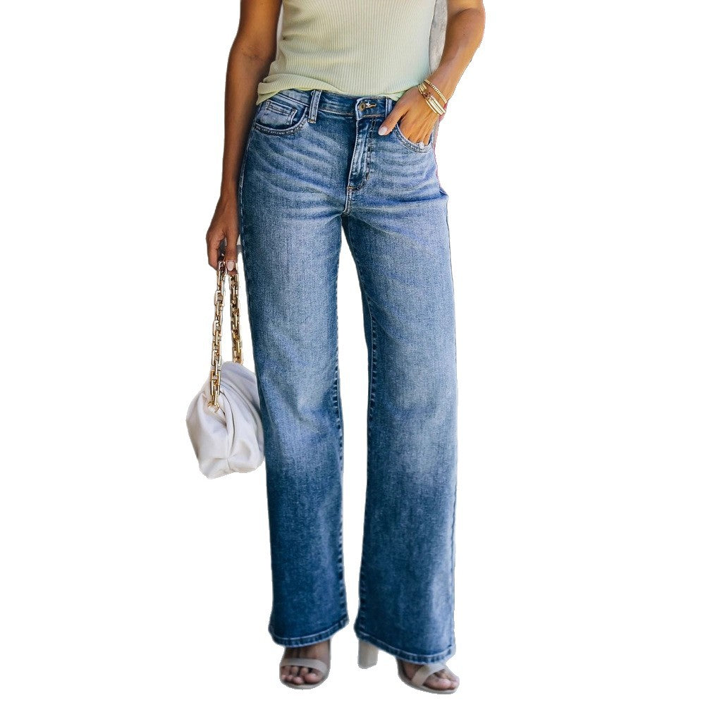 Damen Hight-Waist Jeans im lässigen Wide-Leg Schnitt Heidi-Mode