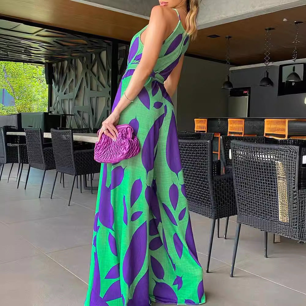 Damen Jumpsuit mit floralem Design und weitem Bein Heidi-Mode