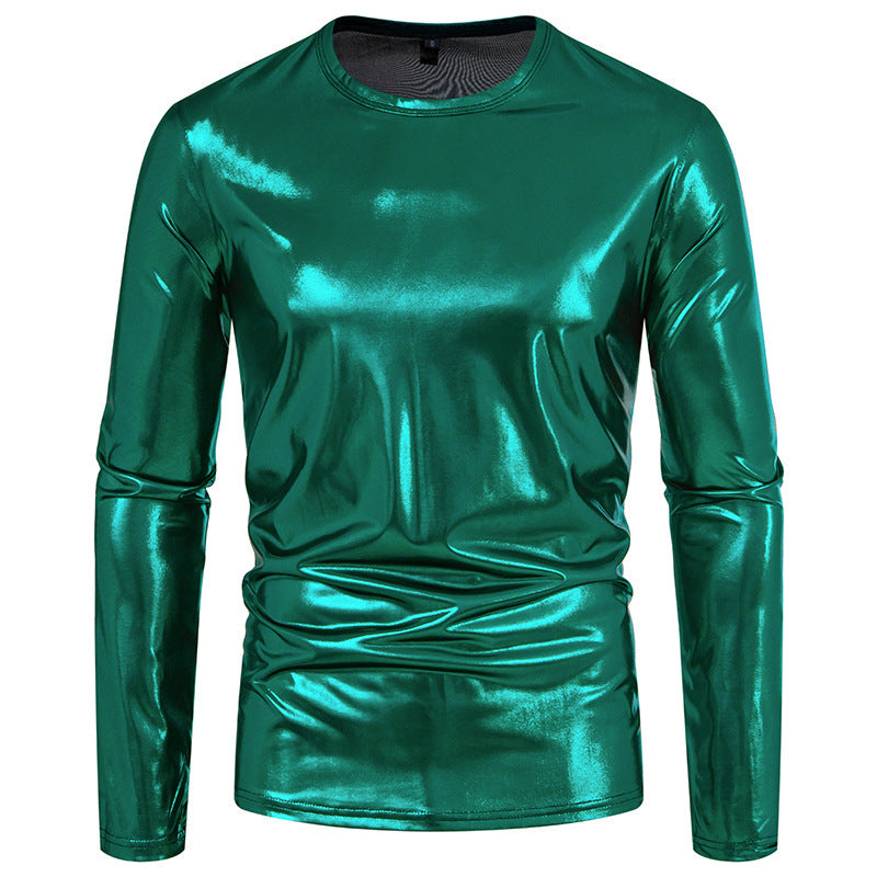 Herren stylisches Langarmshirt aus glänzendem Material Heidi-Mode
