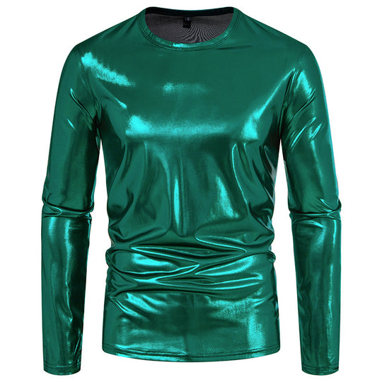 Herren stylisches Langarmshirt aus glänzendem Material Heidi-Mode