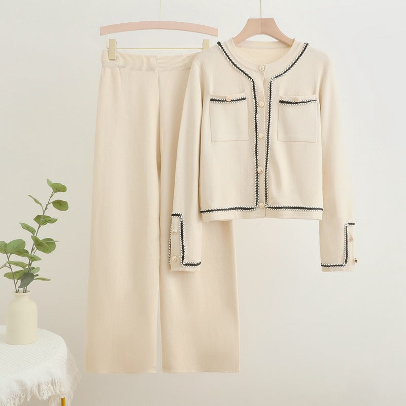 Damen elegantes Zweiteiler-Set mit strukturiertem Blazer und weitem Hosen Heidi-Mode