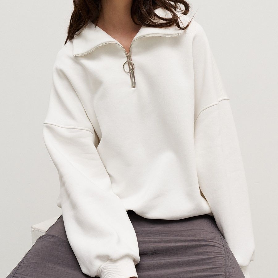 Damen Sweatshirt mit Zip-Kragen und lässigem Schnitt Heidi-Mode