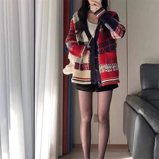 Damen gestreifter Strickcardigan Heidi-Mode