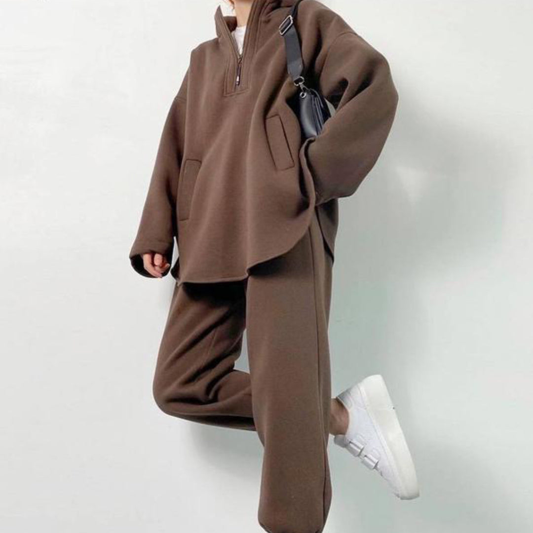 Damen lässiger Hoodie mit hochwertigem Reißverschluss und elastichem Bund Heidi-Mode