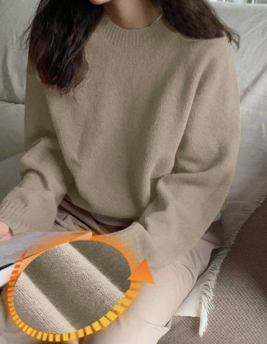 Damen Gemütlicher Rundhals-Pullover aus hochwertigem Stoff Heidi-Mode