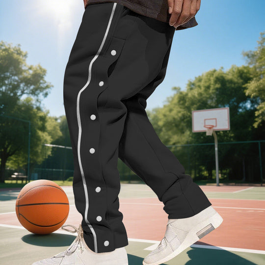 Herren Sportliche Jogginghose mit seitlichen Druckknöpfen und elastischem Bund Heidi-Mode