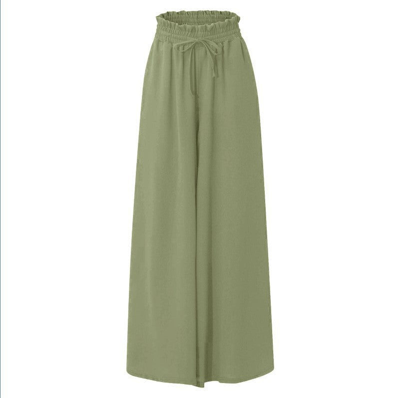 Damen Weite Leinenhose mit Gummizug und Seitentaschen Heidi-Mode