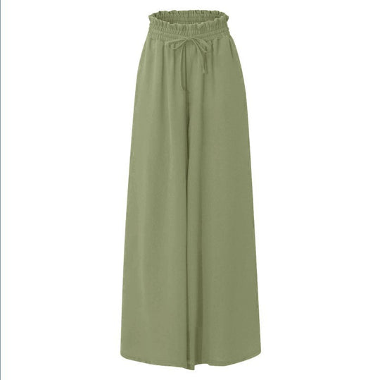 Damen Weite Leinenhose mit Gummizug und Seitentaschen Heidi-Mode