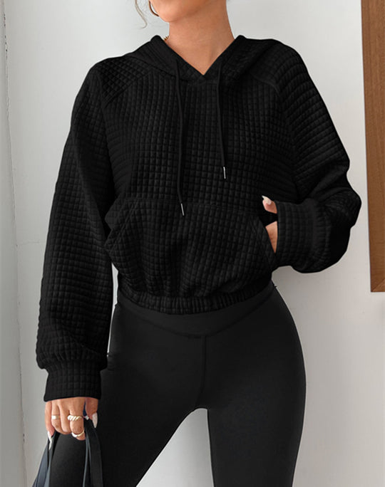 Damen modischer cropped Hoodie mit strukturierter Oberfläche Heidi-Mode