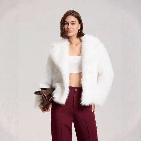 Damen Modische Kurzjacke mit glamourösem Kunstfell Heidi-Mode