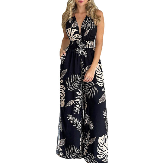 Damen eleganter Jumpsuit mit Spaghettiträgern und hohen Seitenschlitzen Heidi-Mode