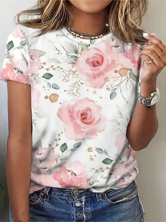 Damen T-Shirt mit floralem Design und modernem Schnitt Heidi-Mode