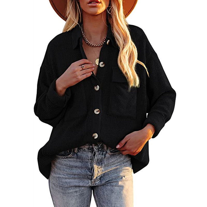 Damen Oversized Hemdbluse mit strukturiertem Design und Knopfdetails Heidi-Mode