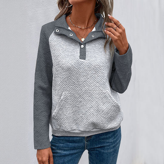 Damen Kapuzenpullover mit strukturiertem Design und praktischem Kängurutaschen-Detail Heidi-Mode