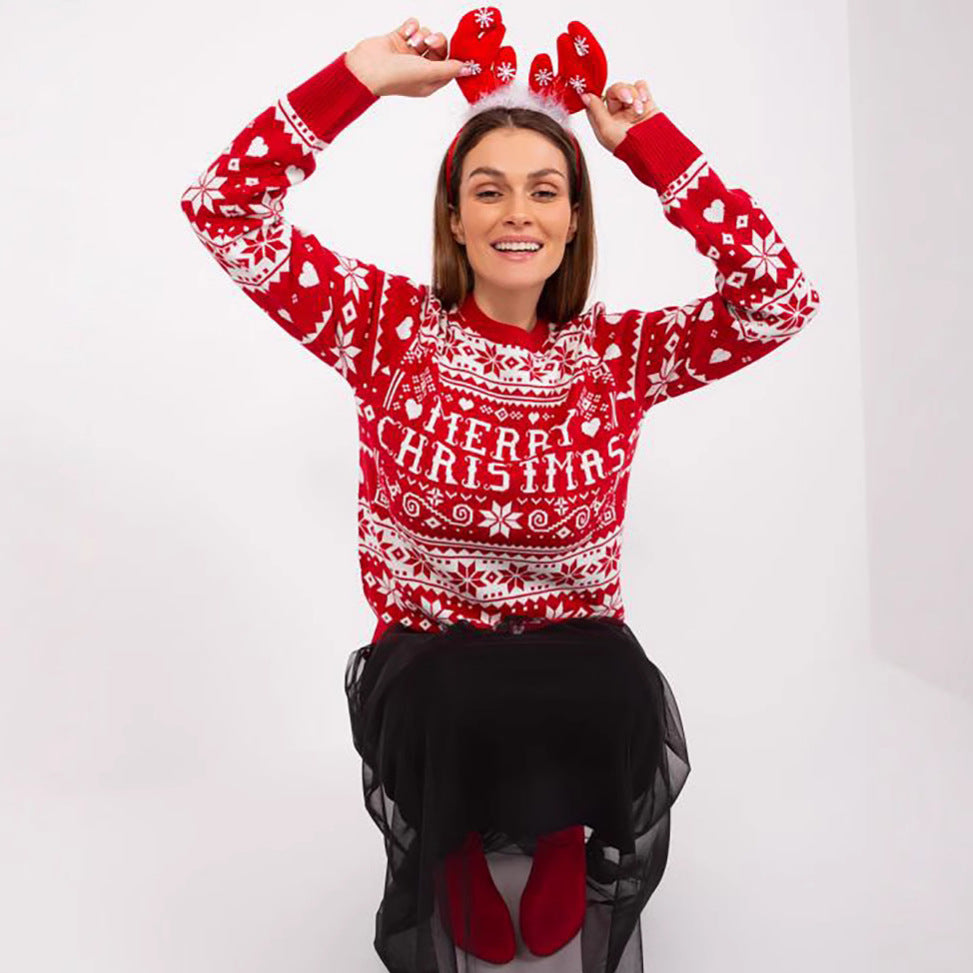 Damen Weihnachts-Pullover mit festlichem Motiv und kuscheligem Strick Heidi-Mode