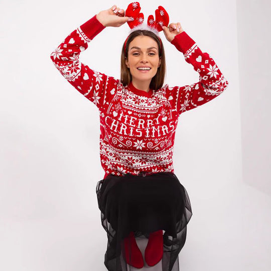 Damen Weihnachts-Pullover mit festlichem Motiv und kuscheligem Strick Heidi-Mode