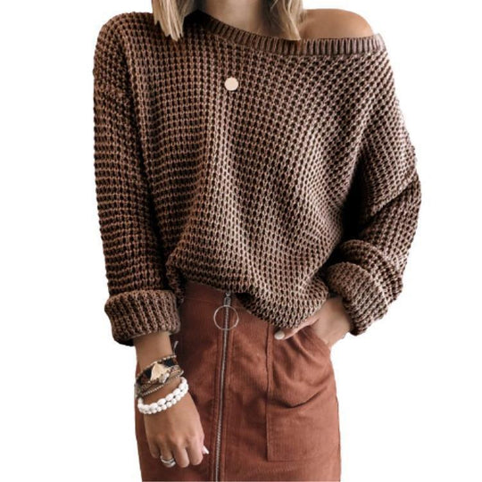 Damen lässiger Strickpullover im modernen Netzdesign Heidi-Mode
