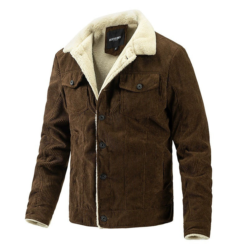 Herren kuschelige Cord-Jacke mit warmem Futter Heidi-Mode