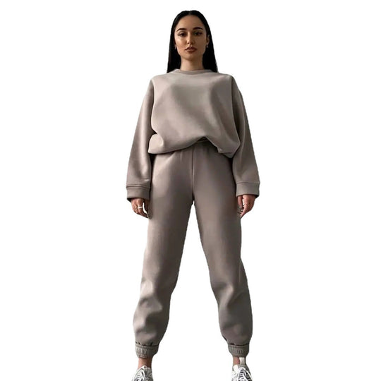 Damen lässiges Fleece-Trainingsset mit hoher Taille Heidi-Mode