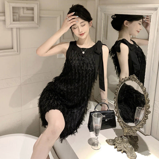 Heidi-Mode | Fransen Slimming Ärmelloses Vest Kleid