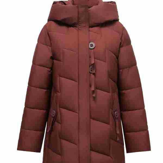 Damen modische gesteppte Winterjacke mit Kapuze und großen Taschen Heidi-Mode