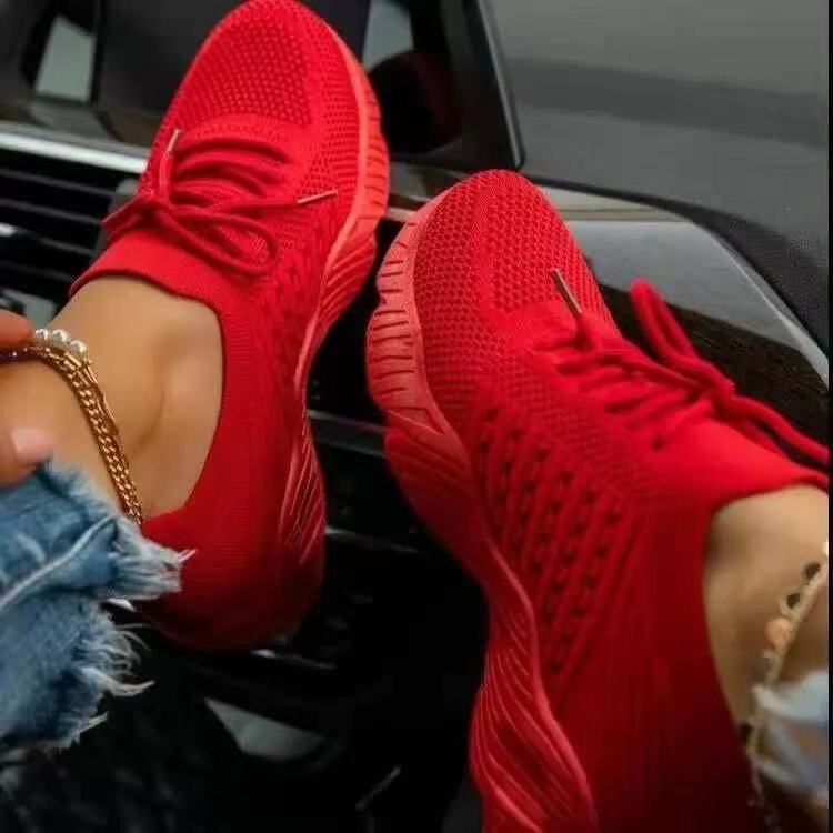 Damen modische Leichtgewicht Sneakers mit atmungsaktivem Strickoberteil und rutschfester Sohle Heidi-Mode