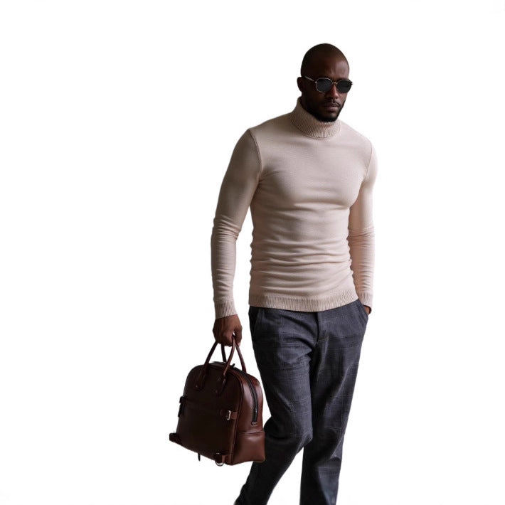 Herren rollkragen pullover mit feiner Struktur Heidi-Mode