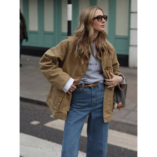Damen Utility-Jacke mit klassischem Schnitt und hohem Kragen Heidi-Mode